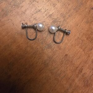 Vintage Screw Back Sterling Silver 925 Pearl Earrings